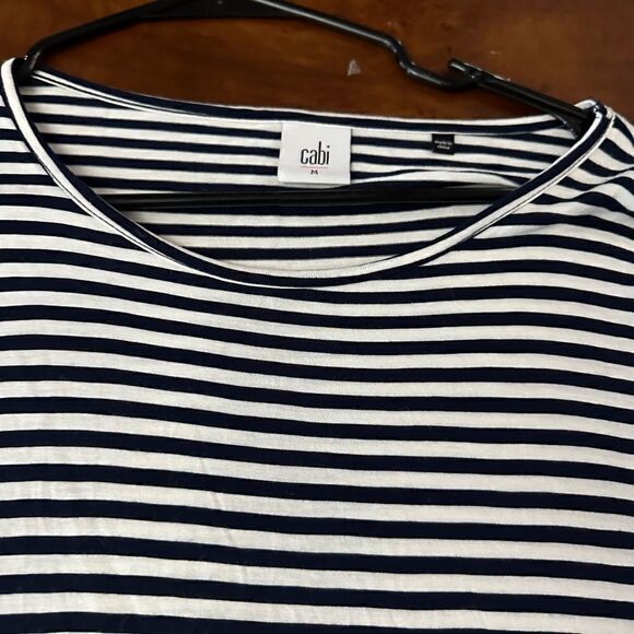 CAbi 5064 Boat Stripe Long Sleeve Asymmetrical Tunic Tee Size M - Picture 10 of 11